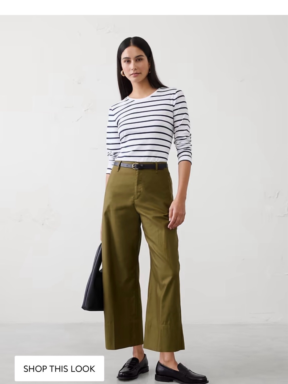 Olive Wide-Leg Cotton Trousers